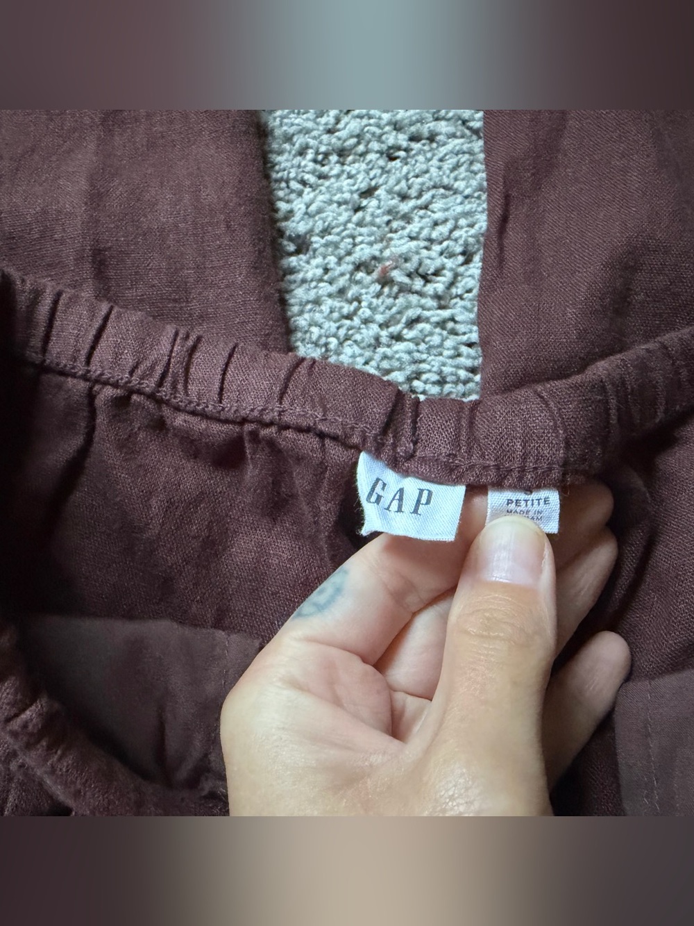 NWT Gap Factory Mid Rise Pull-On Linen-Blend Barrel Pants - Picture 3 of 4